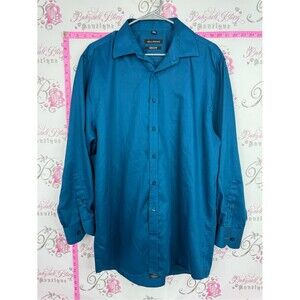 Bellissimo wrinkle free Men's Teal Long-Sleeve Dress Shirt